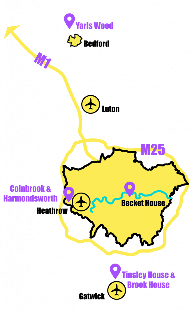 Map of all the areas where the visitors will be going